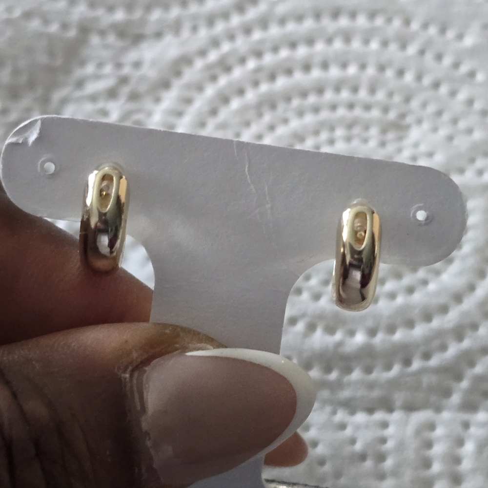 And Now This Hoop Earrings Silver 18k Gold Over Brass Cubic $50 - Picture 6 of 9